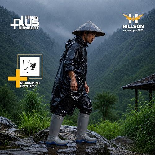 Image of Hillson Plus HP04 Gumboot | 100% Waterproof, Dual Density Sole, Anti-Skid Rainboot | Ideal For Monsoons, Fisheries, Farming, Paddy Fields, Food Industry | Size 09 UK /INDIA