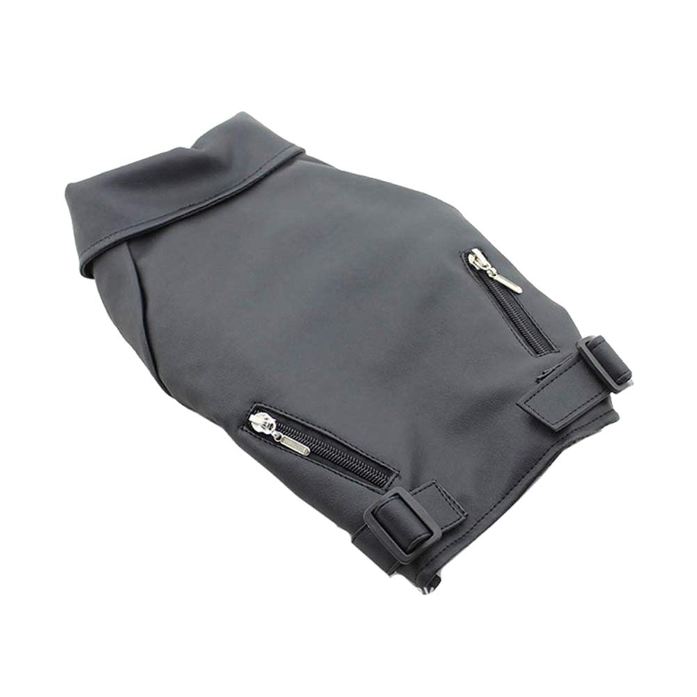 Gatuida Giacca in Pelle Pu per Cani con Chiusura Zip Cappotto Invernale Antivento Caldo per Piccoli Animali Abbigliamento per Animali Nero