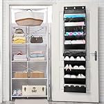 WERNNSAI Over The Door Shoe Organizer with Clear Curtain Dustproof, 9-Shelf Shoe Rack, Deep Pockets Large Hanging Shoes Rack for Closet Door Dorm Bedroom Guest Room Black - Image 5