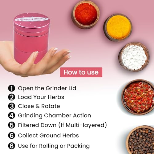 Image of Stash-Pro Crushers Metal Solid Herb Grinder | Herb Crusher Machine Roller Joint Crashers (Pink Large 63MM)