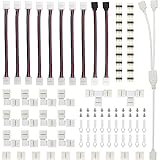 Xtahdge 95pcs 5050 LED Strip Connector Kit T Shape L Shape Strip with Jumper LED Strip Accessories Light Wire Connection Terminal Splice Tool