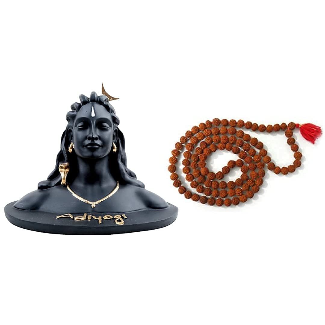 Storeshub Adiyogi Statue for car & Home (Solid -Not Hollow - Black) Aadi Yogi- aadiyogi Big Size Idol for car Decoration Items & Office Table Décor. (Design 5)