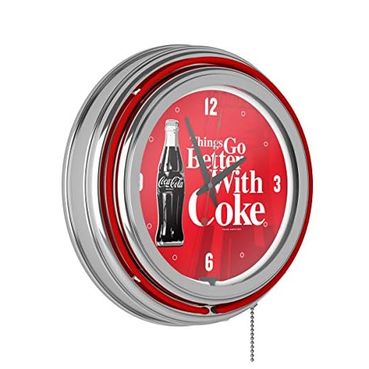 Coca-Cola Coke Chrome Double Rung Neon Clock Things Go Better with Coke Bottle Art