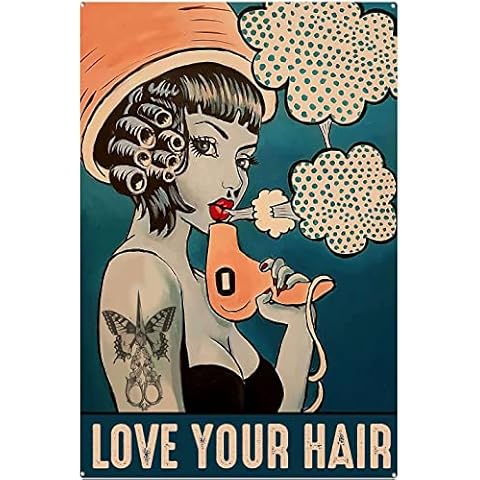 Teuoqi EYSL Retro Tin Sign Hair Hustler Sign, Personalized Hairstylist Vintage Sign, Hairdresser Gift, Hair Salon Decor, Hairdresser Vintage Sign for Kitchen 8X12inch Cover
