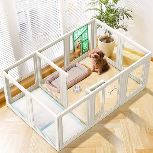 FXW AuraSpace Acrylic Indoor Dog Playpen for Puppies and Small Dogs, 24 Inch, 12 Panels, White by FXW - Used condition - US$191.99