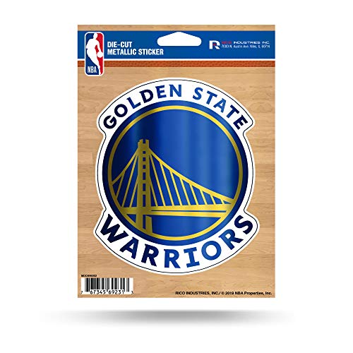 Rico Industries NBA Golden State Warriors - Adhesivo metálico troquelado, color azul, 12,7 x 17,8 cm