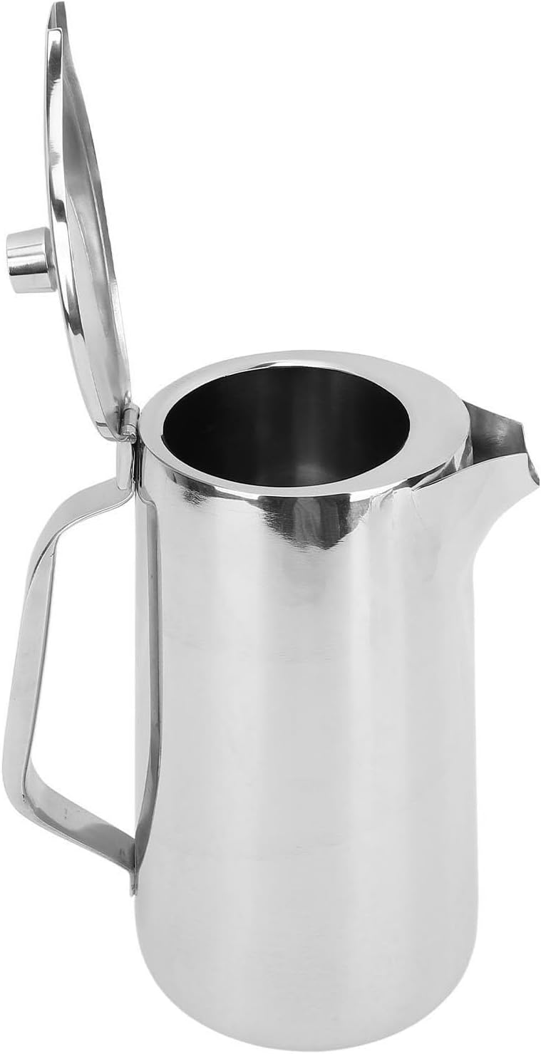 Stainless Steel Pitcher with Lid, 2L Stainless Steel Water Pitcher, Cold Water Cooler Tea Pot, Large Capacity Jug Water Kettle with Handle for Juice, Beverage