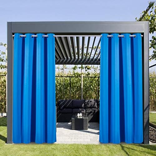 DREAM ART Indoor/Outdoor Curtains - Grommet Top Waterproof Windproof, Blackout Outdoor Drapes for Porch Gazebo Privacy(2 Panel,W54xL108, Azure)