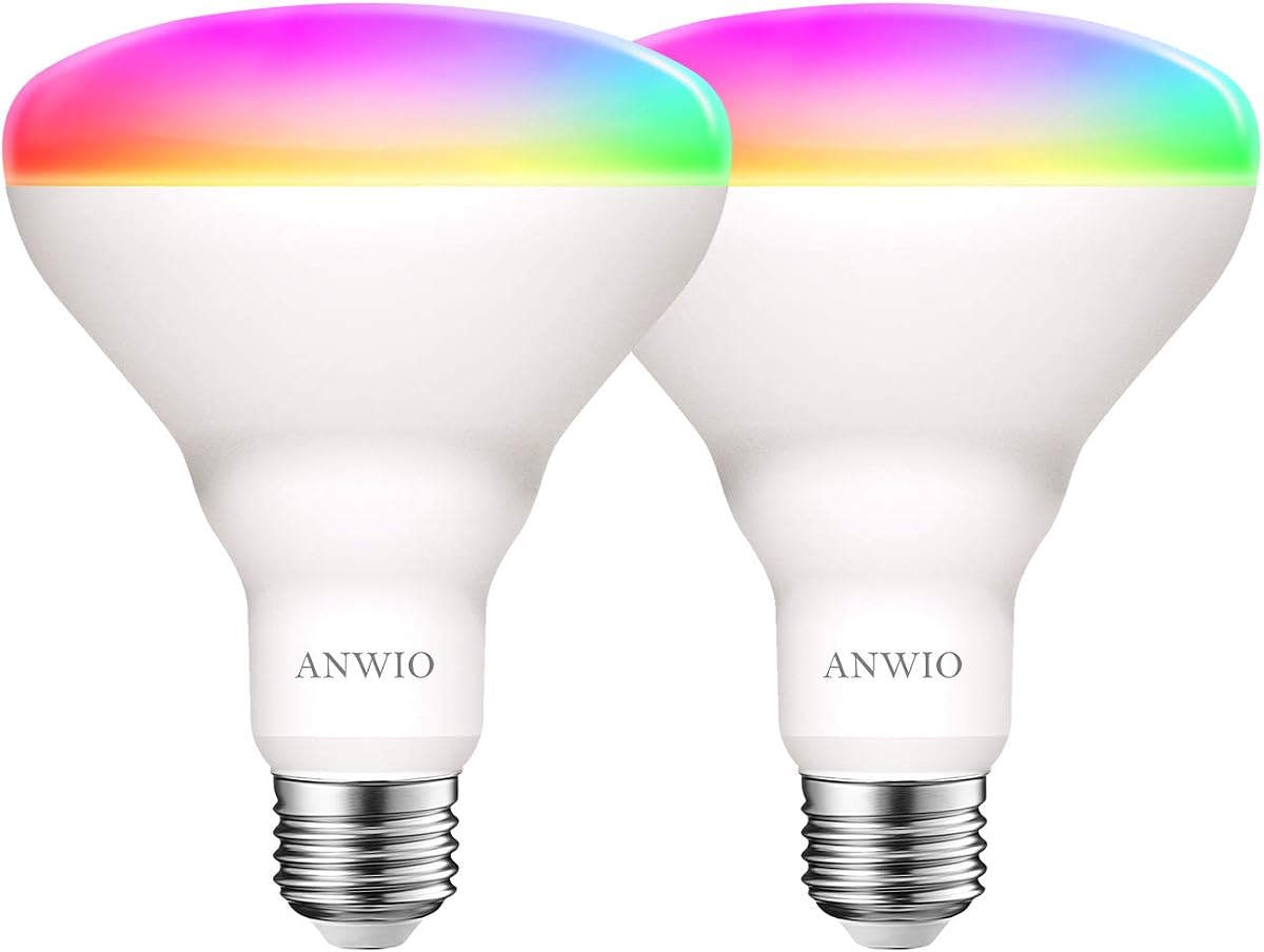 Smart Light Bulb BR30 RGB Color Changing LED WiFi Dimmable Multicolor Light Bulbs E26 Base, Compatible with Alexa, Google Assistant, No Hub Required, 1300 Lumen 13W (100W Equivalent) 2 Pack