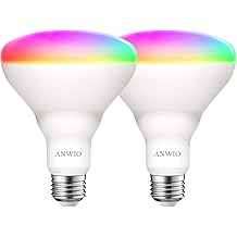 ANWIO Smart Light Bulb BR30 RGB Color Changing LED WiFi Dimmable Multicolor Light Bulbs E26 Base, Compatible with Alexa, Google Assistant, No Hub Required, 1300 Lumen 13W (100W Equivalent) 2 Pack