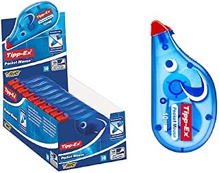 BIC Tipp-Ex Pocket Mouse, Correction Tapes, 100m Coverage of Tear-Resistant Tape, Ideal for School and Office, White, Pack of 10