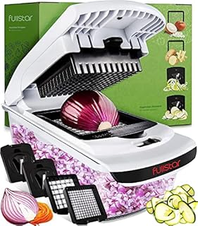 Fullstar Vegetable Chopper - Spiralizer Vegetable Slicer - Onion Chopper with Container - Pro Food Chopper - Black Slicer Dicer Cutter - 4 Blades