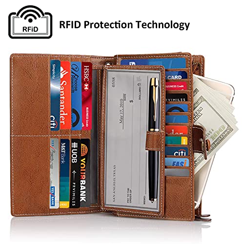 FT FUNTOR Women's Big Fat RFID Blocking Wallet Leather Zip Around Clutch Large Phone Organizer Wristlet2