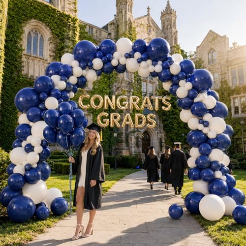 Image of Togvu Navy Blue Balloons, 50Pack 12 Inch Dark Blue Latex Party Balloons for Birthday Graduation Retirement Sports Bachelorette Party Decorations Supplies