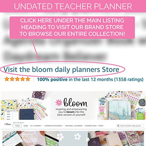 Bloom Daily Planners New Undated Academic Year Teacher Planner & Calendar With Frosted Protective Cover - 7 Period Lesson Plan Organizer Book (9" X 11") - Teacher With A Plan #TOP6