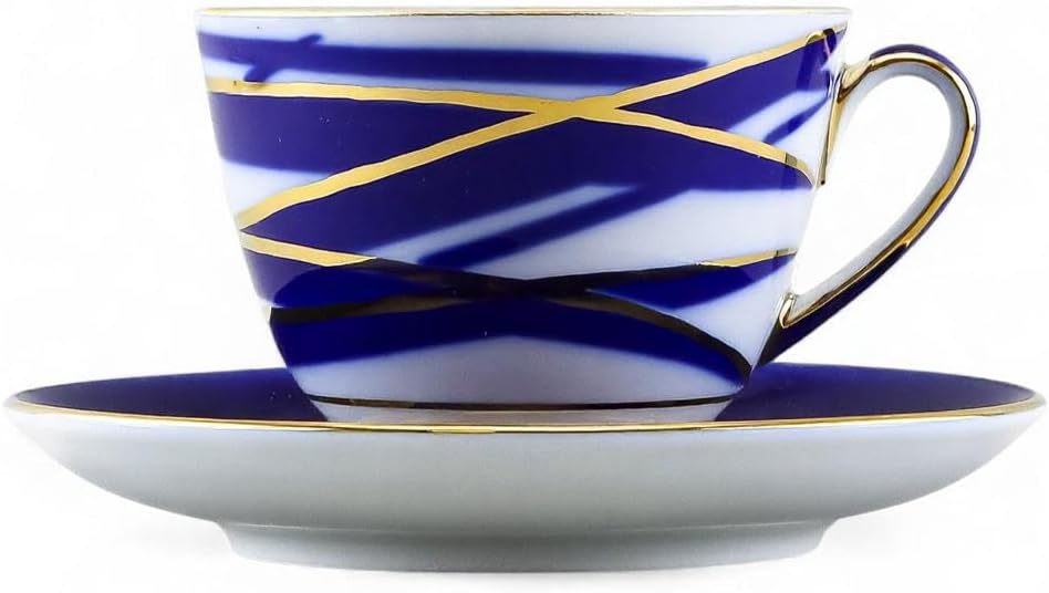 Lomonosov Porcelain Tea Set Cup and Saucer Spring Cocon 7.8 ounces/230 milliliters