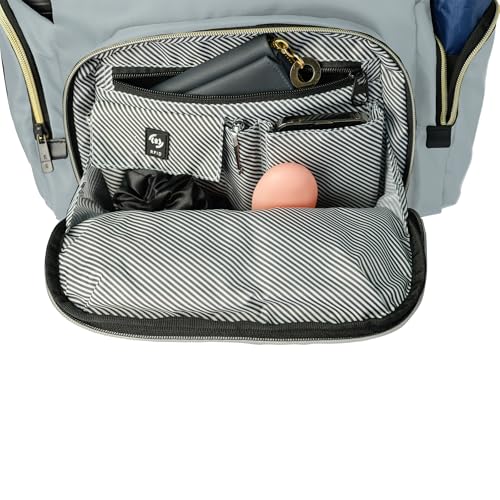 Image of Kenneth Cole REACTION Madison Square Lightweight Hardside Chevron Expandable Spinner Luggage, Slate, 2-Piece (20 inch Carry On + Sophie Backpack), Kenneth Cole Reaction Women's Madison Square Hardside