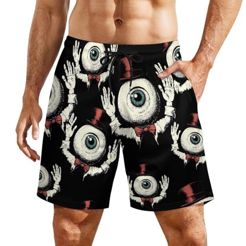 Evil Eye Gentleman Beach Shorts for Men Swim Trunks Quick Dry Swim Shorts with Compression Liner Pocket