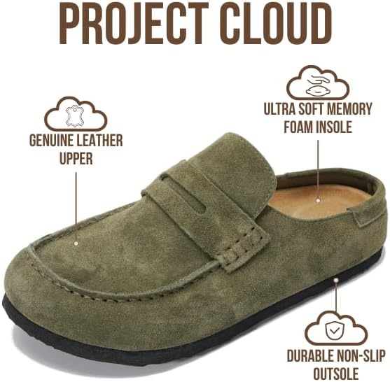 Project Cloud 100% Genuine Leather Moccasin-Style Clogs for Women - Memory Foam and Water Resistant Mules Slip-on - Non-Slip and Durable Clogs Casual Shoes for Women Footwear - Image 2