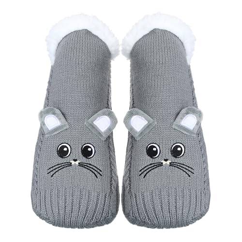 Image of ZYZX Cute Animal Slipper Socks for Women with Grips,Fuzzy Socks Indoor