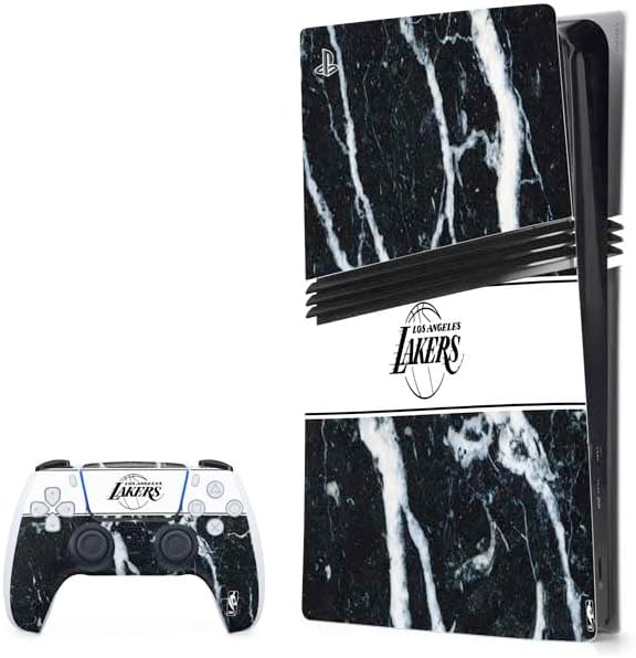 Skinit Decal Gaming Skin Compatible with PS5 Pro Bundle - Officially Licensed NBA Los Angeles Lakers Marble Design