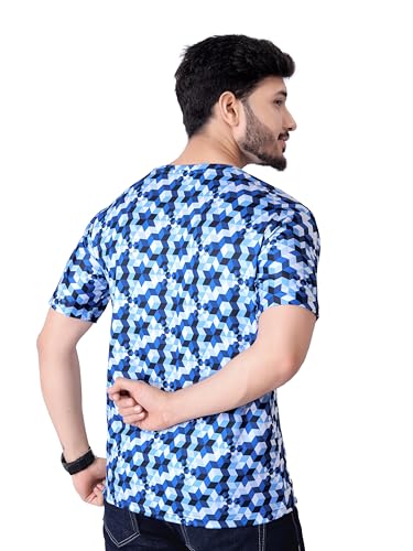 Image of Round Collar Cotton Poly Striped Printed T Shirt for Men Half Sleeve T-Shirt