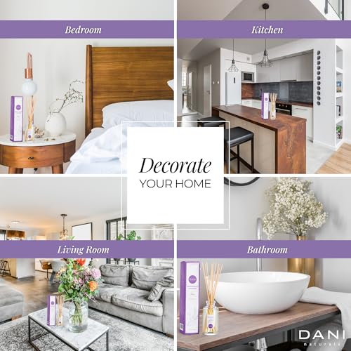 DANI Naturals Reed Diffuser Set - Calming Lavender Lemongrass Scent - Aromatherapy Essential Oils - Alcohol-Free, Non-Toxic - 10 Sticks - 3.5 oz - Image 4