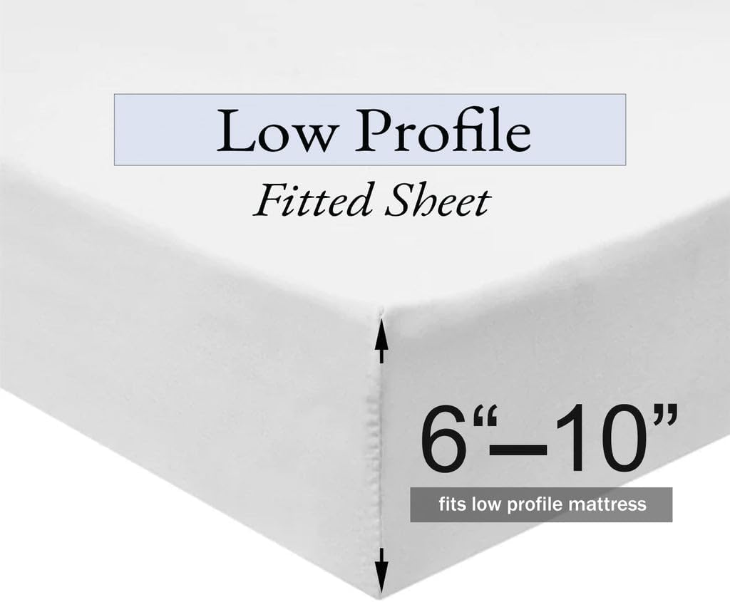 Royal Tradition Low Profile Sateen Sheets Set (6-10 Inch Pockets) Full Size-Ivory, 100% Cotton 300 Thread Count 4pc Bed Linens