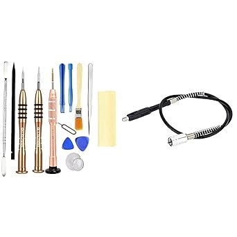 Diy Crafts India 302707174108 Complete Opening Pry Tool Kits With Titanium Alloy Screwdriver Set, Multicolor + Diy Crafts 10675 8245 Flexible Flex Shaft Tube Rotary Grinder for Dremel, Multicolor