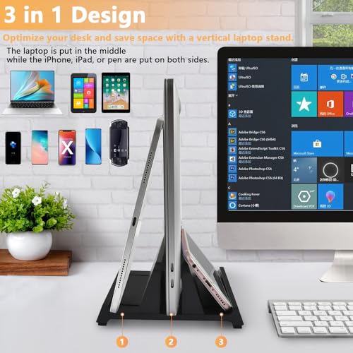 Soporte vertical para laptop con organizador ABS ajustable miniatura 3