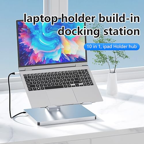 Soporte de aluminio para laptop USB C multi puerto 10 en 1 con salida HDMI 4K a 60Hz y PD 100W 3