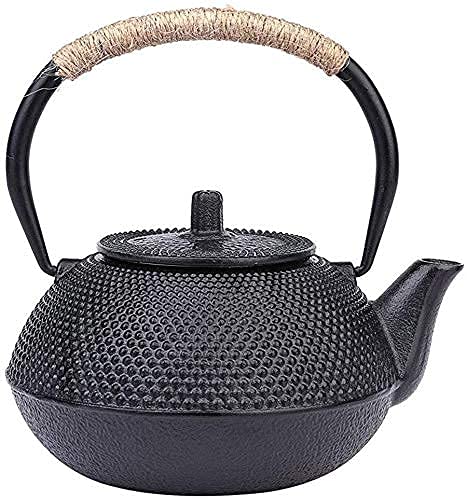 Tetera de hierro fundido de estilo japonés con infusor Tetera de hierro fundido hecha a mano vintage con infusor para té de hojas sueltas y bolsitas de té Tetsubin Tetera apta para estufa (tamaño: 0,9