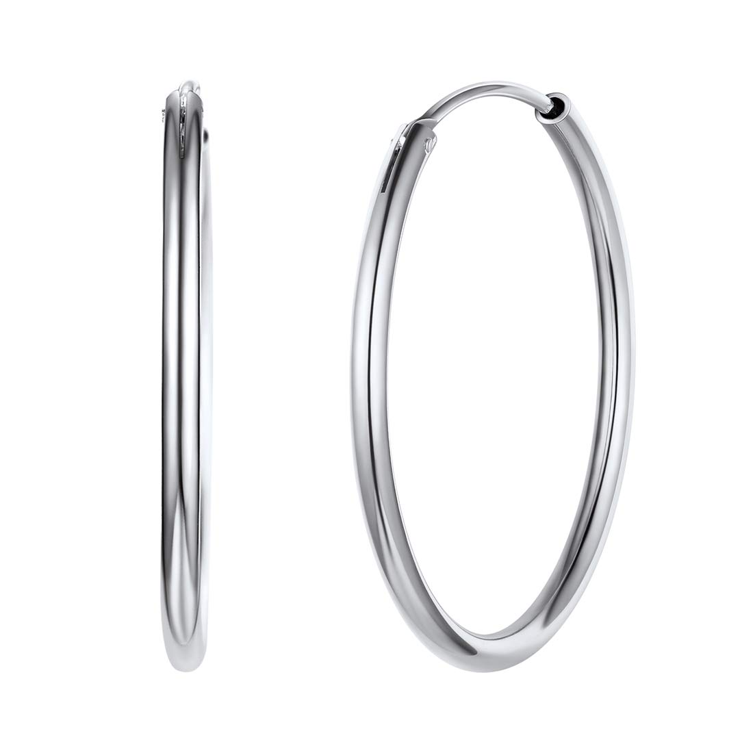 ChicSilver Pendientes Aros Mujeres Plata de Ley 925 Aretes Redondos Planos Joyerías Deliciosas de Orejas Pendientes Finos Pequeños Medianos Grandes 15/20/30/50/70 MM