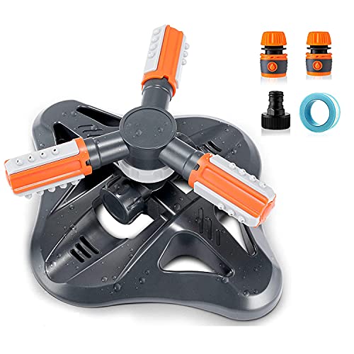 Garten Sprinkler | Rasensprenger Garten-Sprinkler Automatische 360 Grad Rotierende Rasen Wasser Sprinkler 3-Arm Sprenger für Bewässerungsanlagen, Rasensprinkler Bewässerungssystem