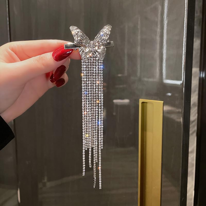 Miniatura 5 de 1 horquilla de mariposa brillante pinzas de pelo trenzadas de piedra de cristal brillante para mujeres o niñas pinzas para el cabello con diamantes