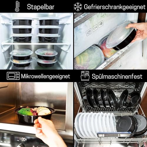 Foto von Igluu Runde Meal Prep Boxen mit Deckel (10er-Pack) – wiederverwendbar, mikrowellen-, gefrier-, spülmaschinengeeignet, stapelbar – 828 ml Fassungsvermögen – 1 Fach – aus BPA-freiem Kunststoff