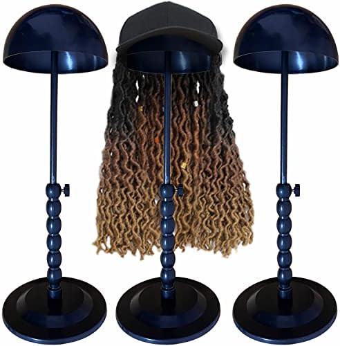 FDBJulyy 3 PCS Wig Stand Plastic Wig Holder for Styling 25-48cm Adjustable Height Hat Cap DIY Display for Short Long Wigs Portable Folding Portable Hat Head Stand Mannequin Head Easy Assembly Stable