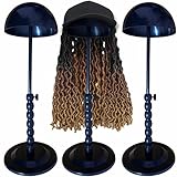 FDBJulyy 3 PCS Wig Stand Plastic Wig Holder for Styling 25-48cm Adjustable Height Hat Cap Display for Short Long Wigs Portable Folding Portable Hat Head Stand Mannequin Head Easy Assembly Stable