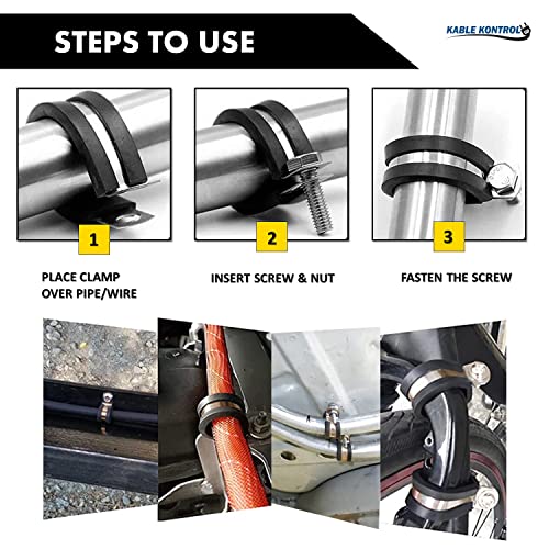 Kable Kontrol 100 Pack 3/4 Inch Aluminum Cable Clamps, Rubber Coated Insulated Wire Clamp, Cable Management For Hose, Steel Pipe, Wires, Cords, Conduits, Construction And Automotive #TOP5