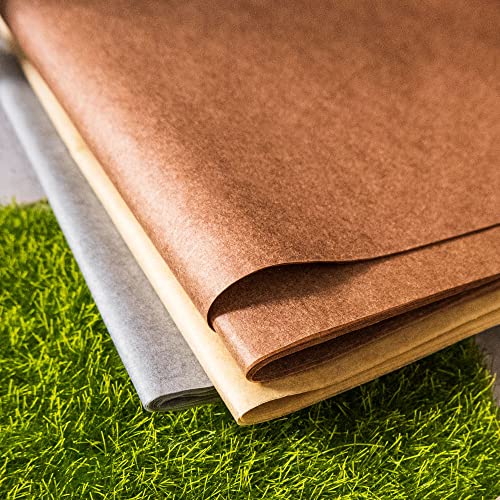 Image of MR FIVE 60 Sheets Gift Tissue Paper Bulk, 20 inch x 14 inch, Brown and Grey Tissue for Gift Bags, Wrapping Paper for Easter, Halloween, Birthday, Wedding, Baby Shower, Christmas, 3 Colors (Brown)