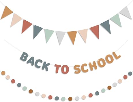 3 Pcs Back to School Banner for Classroom Decoration,Dark Color