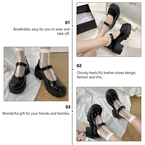 Black Mary Jane Shoes Women Casual Shoes Chunky Heels Mary Jane Block Heels4