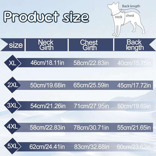 Hundemantel Grosse Hunde, XL - 5XL Wintermantel Hund Schnee Geeignet, hundemantel für große Hunde Reflektierende, Wintermantel Hundemantel Gross Rollkragen, Marineblau,4XL