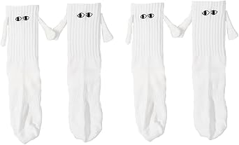 Yawlsow 2 Pair Holding Hands Socks, Funny Magnetic Suction 3D Doll Couple Socks,Unisex Couple Socks