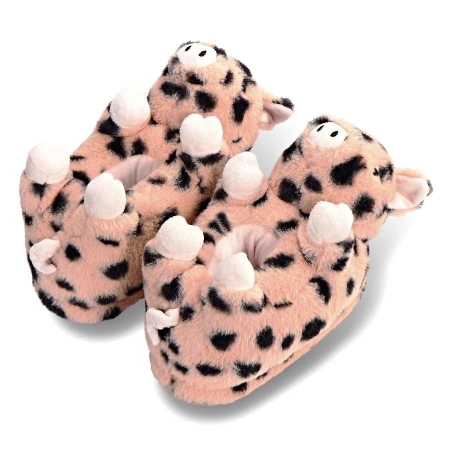Image of Women's Animal Plush Slippers, Cute Cozy Fuzzy House Shoes Non-Slip Sole