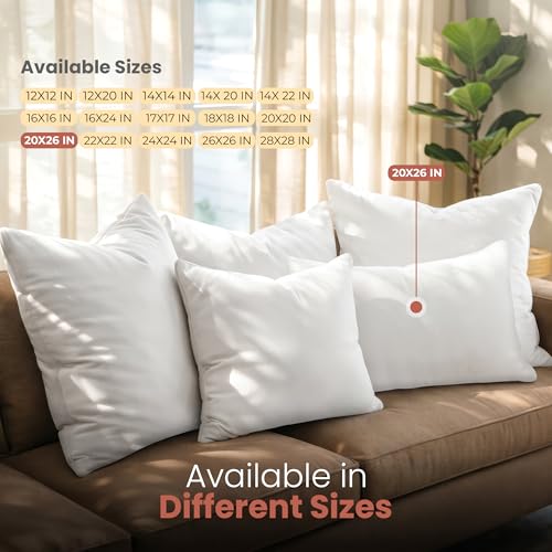 Image of Utopia Bedding 20x26 Pillow Inserts, Set of 2, White - Indoor Decorative Throw Pillows for Bed, Sofa & Couch - Soft, Supportive & Fluffy Cushion Inserts