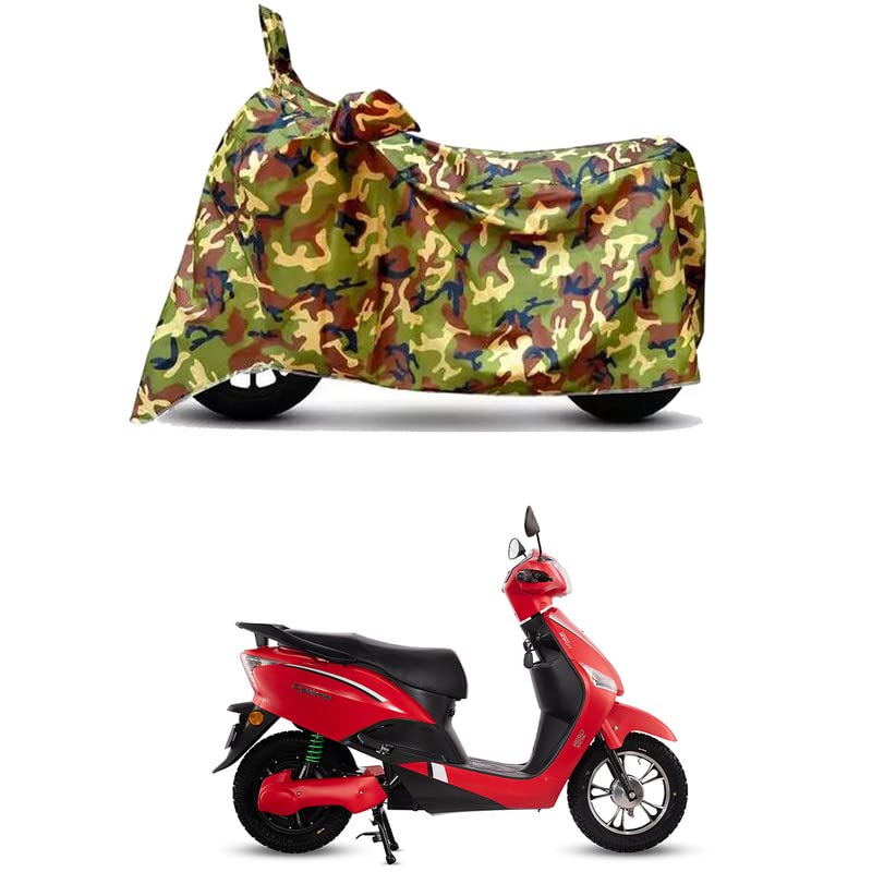 Image of Waterproof 100% PVC Coated Bike Scooty Two Wheeler Body Cover Compatible for Hero Electric Optima CX Single /UV-Rays /Heat Protection /Birds Dropping /Scratchproof /Dust Proof[6X6 Jungle Print]