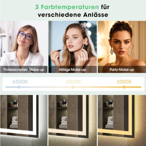 S'bagno 140x80cm Rahmenloser Bluetooth Badezimmerspiegel-mit-Beleuchtung – Ansicht 4