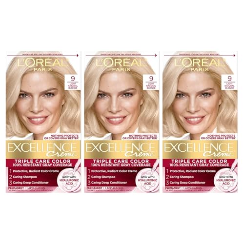 Image of L'Oreal ParisExcellence Creme Haircolor, Light Natural Blonde 9 (Pack of 3)