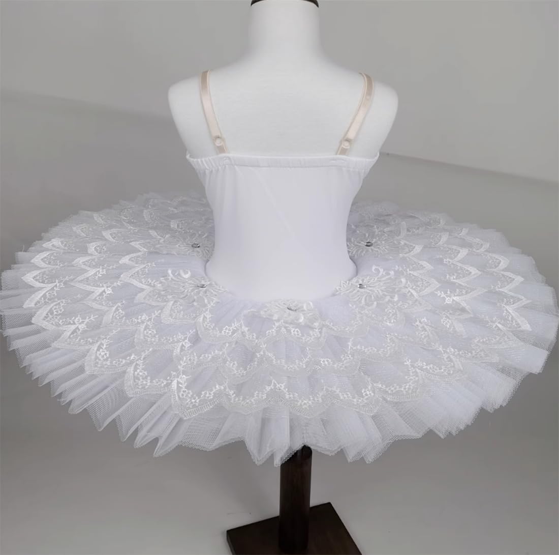 OTMYIGO tutù Professionale per Bambini, tutù Pancake Lago dei cigni Costumi da Ballerina per Bambine tutù da Danza Balletto